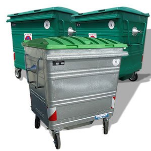 contentores de lixo de 4 rodas Metálicos