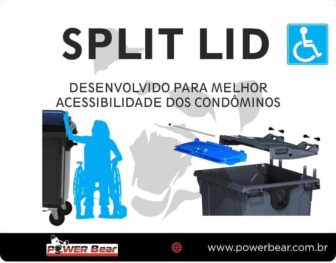 contentor de lixo - container 1100 litros split lid